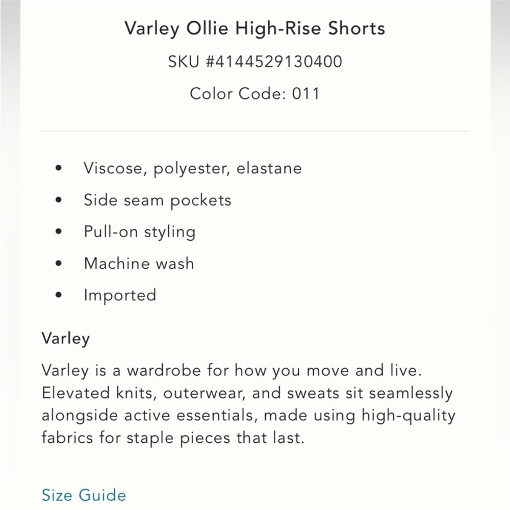 Varley Light Blue Barnes High Rise 4.5 Athletic Shorts, new with tags - Picture 6 of 8